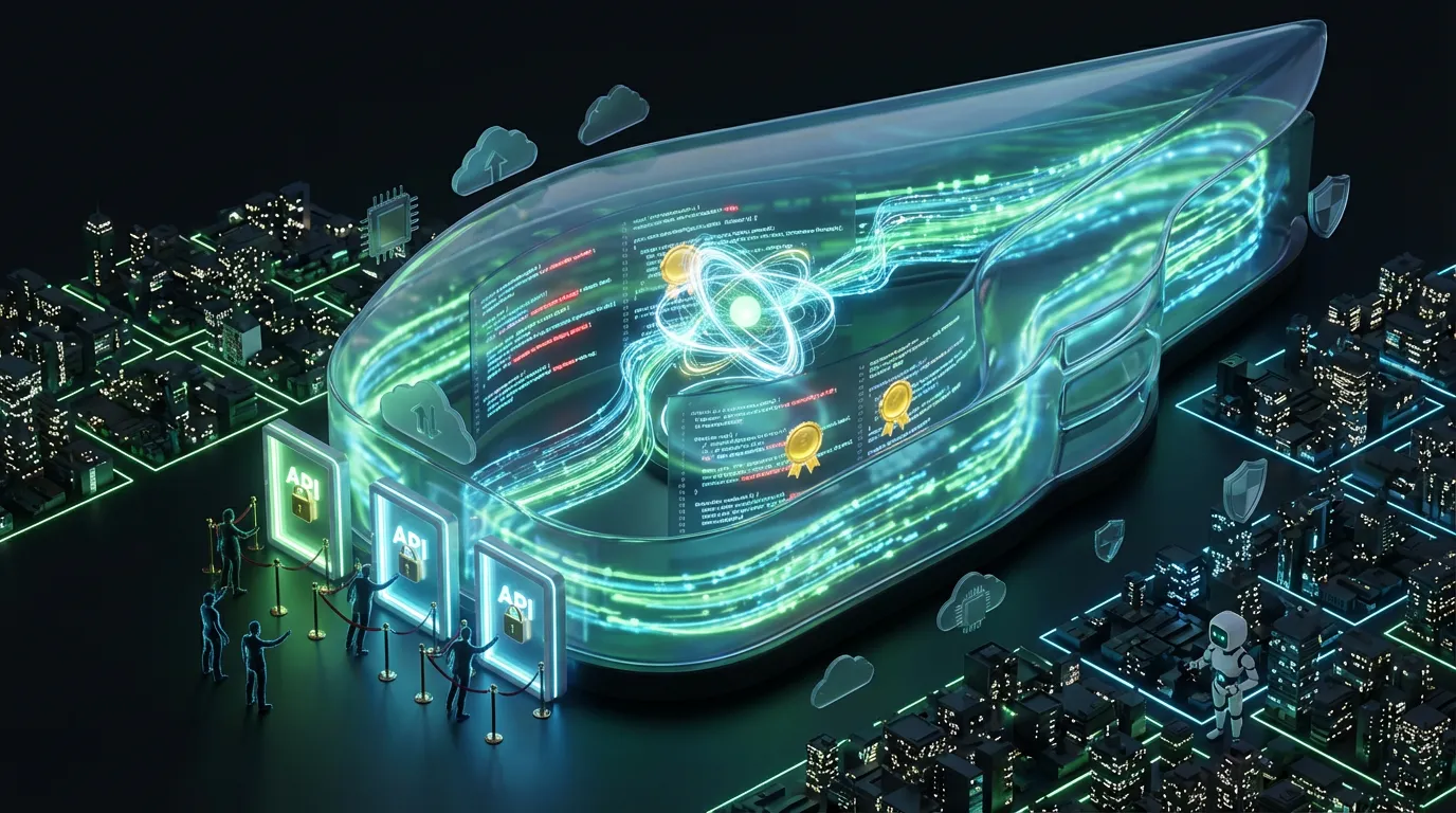 Glass wing fortress AI scans code vulnerabilities while locked API gates keep developers outside the perimeter