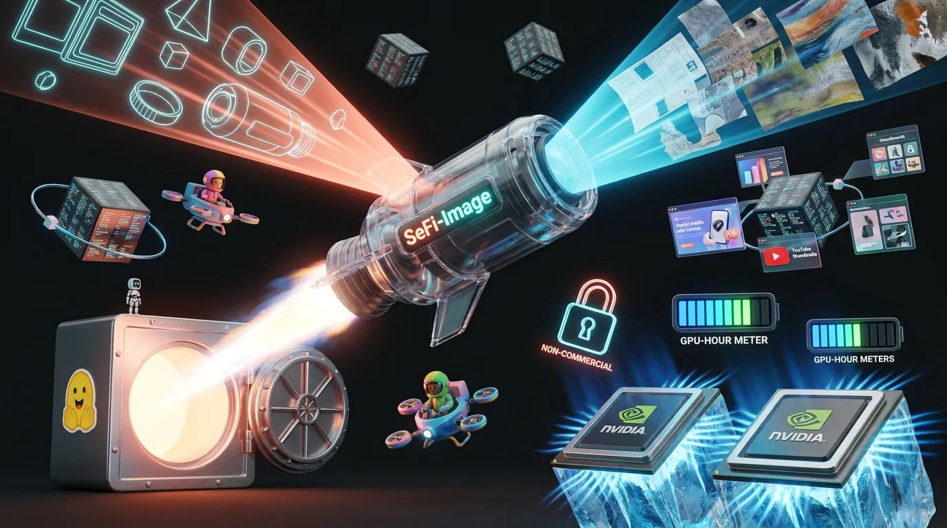 SeFi-Image rocket camera launches from Hugging Face vault, generating efficient creative assets at massive scale