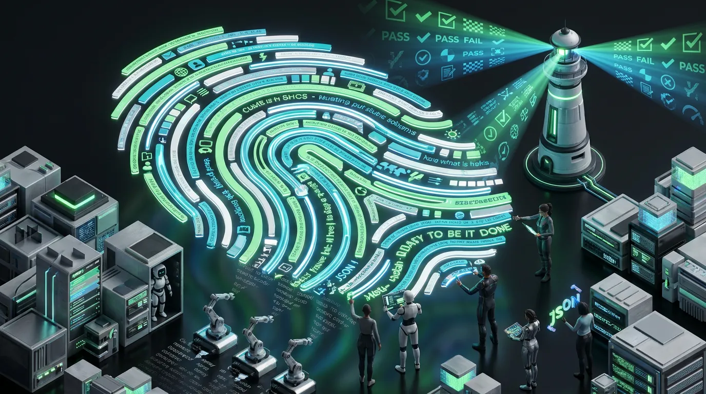 Giant fingerprint of glowing copy and data, humans shaping distinct voice against gray AI clones